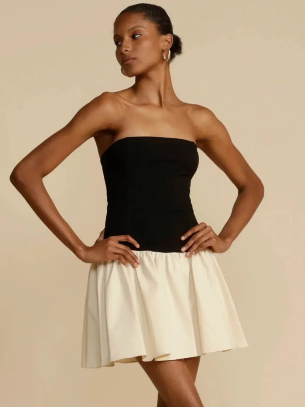 Arcina Ori Celine Mini Dress Black White Strapless Party Night Out Size XS